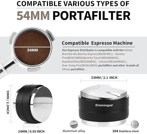 54mm Coffee Distributor and Tamper,Dual Head Coffee Leveler Fits for Breville 54mm Portafilter,Professional Espresso Hand Tamper. - Image 3