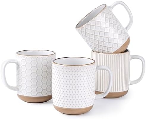 GBhome Coffee Mugs Set of 4, 16 oz White Coffee Cups with Large Handle by GBhome