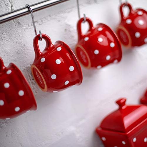 City to Cottage Handmade Red and White Polka Dot Ceramic 8.4oz/250ml | Cappuccino, Coffee, Tea Cup and Saucer, Unique Designer Pottery for Tea Lovers - Image 6