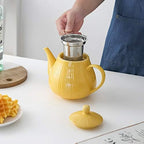 KOOV Ceramic Teapot with Infuser, 40 ounce Tea Pot with Infuser for Loose Tea, Large Enough For 6 Cups, Striped Series (Lemon) - Image 4