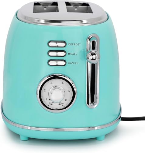 1.8 Quart Electric Tea Kettle and 2 Slice Toaster Combo, Retro Kitchen Appliance Set with Adjustable Browning and Water Temperature Gauge (Turquoise) - Image 6