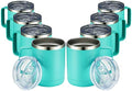 MEWAY 12oz Coffee Mug With Handle 8 Pack Bulk,Stainless Steel Insulated Travel Tumblers With Sliding Lid,Double Wall Vacuum Camping Cup for Hot & Cold Drinks Tea (Light Green,Set of 8) by MEWAY