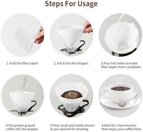 Cone Coffee Filters, 100/200 Count 1-4 Cups Unbleached Natural Brown V02 Disposable Coffee Filter Paper(Brown 200 pcs) - Image 7