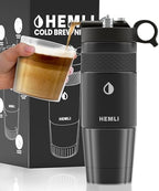 Nitro Cold Brew Coffee Maker 12 oz Ceramic-Lined, Tritan Cup, Pressure Gauge, Stores 3 Nitrogen Gas Bulbs Custom Designed for Cold Brew and Nitro Drinks by Hemli