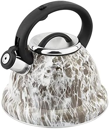 Stovetop Kettles Stainless Steel Tea Kettle Induction Kettle Marble Stone Water Teapot 3.0L Whistling Kettle (Color : Black Size : One Size) (White One Size) by Unknown