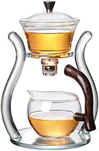 RORA Glass Teapot Set Semi Automatic Drip Rotating with Infuser Lazy Kungfu Tea pot Set (Glass) - Image 2