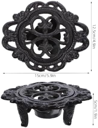 Cast Iron Teapot Warmer Stand for Tea Light Candle, Black - Image 2