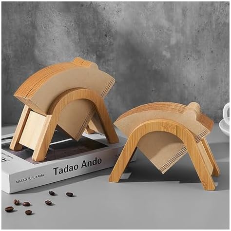 Bamboo Coffee Filter Paper Container Stand Holder Simple Coffee Filters Dispenser Rack Shelf Storage Paper Tissue Box Shelf - Image 3