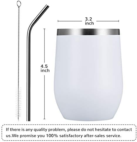 MEWAY 12 OZ/12 Pack Wine Tumbler Glasses with Lid -Double Wall Vacuum Stainless Steel Travel Tumbler Mug,Stemless Insulated Wine Cup for,Coffee,Cocktails,Gifts (White,Set of 12) - Image 3