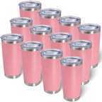 20oz Tumbler with Lid Stainless Steel Tumblers Insulated Mug Pink 12P by AIANJI
