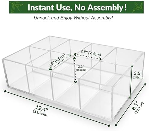 Heavy-Duty Acrylic Tea Bag Organizer, 8-Compartment Storage Box - Image 3