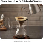 Manual Coffee Brewer with Glass Carafe, Walnut Stand - Image 7