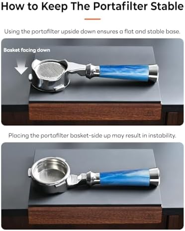 54mm Bottomless Portafilter Fits Breville Sage Barista Express Machines - MUVNA 3 Ear Naked Portafilter with 16g Double-layer Filter Basket, Blue - Image 4