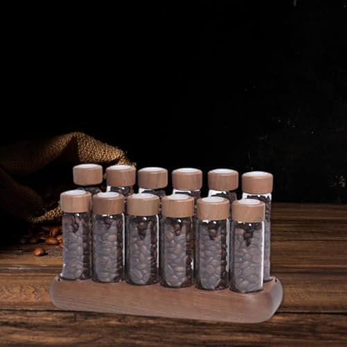 12 Pieces Coffee Bean Storage Tube Airtight Glass Containers Single Dose with Wooden Stand Sealed Lid Dustproof Suitable for Kitchen Counterto, 6 Short and 6 Long - Image 6