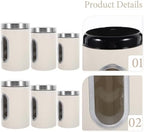 NUOBESTY 3pcs Food Storage Canisters Set, Airtight Stainless Steel Coffee Bean and Loose Tea Containers, Cream White Kitchen Pantry Organization Jars for Sugar, Grains, and Tea Leaves - Image 3