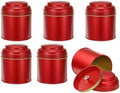 uxcell 6 Pcs Tea Tins Canister with Airtight Double Lids, 8 oz Small Round Tin Can Box, Kitchen Canister Containers for Loose Tea Coffee Candy Spices, Red by uxcell