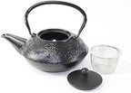 Japanese Antique 24 Fl Oz Black Chinese Dragon Design Cast Iron Teapot Tetsubin with Infuser+ Gift Bow - Image 3