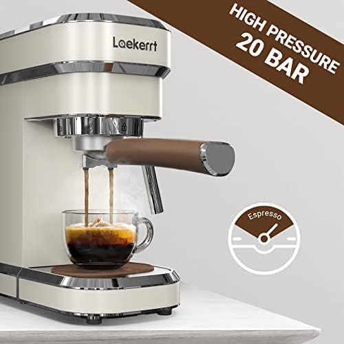 Espresso Machine, Expresso Coffee Machines for Home, 20 Bar Cafetera Espresso with Milk Frother Steam Wand, Compact Small Coffee Maker for Latte and Cappuccino (Pear White, Stainless Steel, Gift) - Image 2