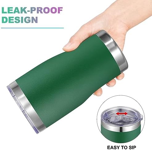 VEGOND 20oz Tumbler Stainless Steel Tumbler Cup with Lid And Straw Vacuum Insulated Double Wall Travel Coffee Mug(Dark Green 6 Pack) - Image 5