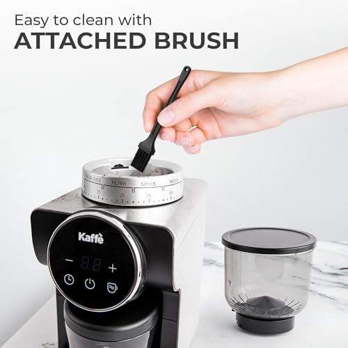 Kaffe Electric Burr Coffee Grinder (9oz) w/ 31 Adjustable Coarseness Settings - Conical Burr - [New Touch Screen w/Timer & Cup Selector] - Precision Coffee Bean Grinder for Home Use - Stainless Steel - Image 7