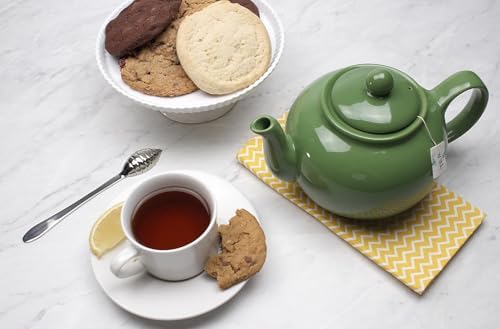 RSVP International Stoneware Teapot Collection, Microwave and Dishwasher Safe, 42 oz, Green - Image 5