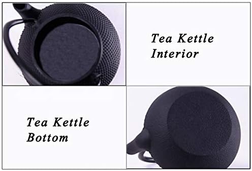 tetsubin Cast iron tea kettle japanese workshop teapot hobnail pattern with Stainless Steel Infuser（10.14oz Black） - Image 7