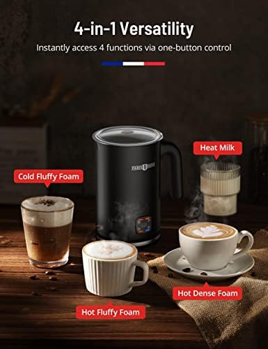 PARIS RHÔNE Milk Frothers, Electric Milk Frother and Steamer for Coffee, 4-in-1 Automatic Warm and Cold Milk Foamer, Milk Warmer, Foam Maker for Latte Cappuccino 300ml, PE-MF009 - Image 2