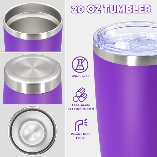 20oz Tumbler Stainless Steel Tumbler Coffee Tumbler with Lid Purple, 8P - Image 3