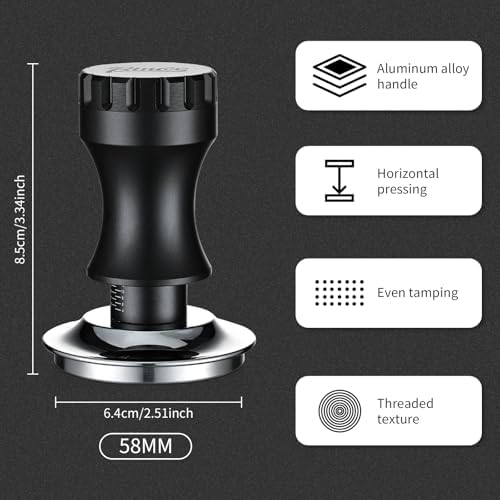 Bincoo Espresso Tamper 30lb Coffee Tamper-Stainless Steel Ground Tamper for Barista Home Coffee Espresso Accessories (Black01, 58mm) - Image 4