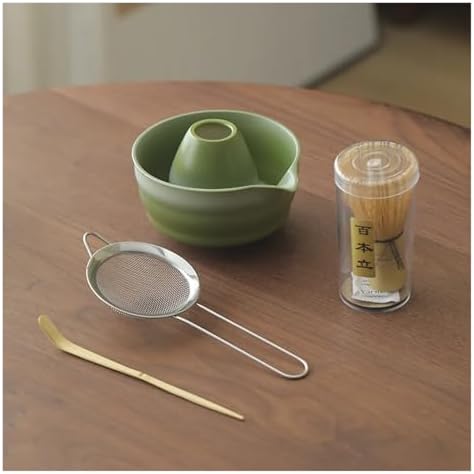 Portable Matcha Set For Outdoor 5PCS Stoneware Bowl 100prong Whisk With Compact Travel Design(Gradient cyan) - Image 2
