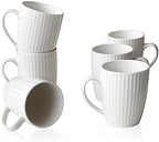 11 Ounce Porcelain Mugs, Set of 6 Coffee Mugs for Tea, Milk, Hot Cocoa, White by MIWARE