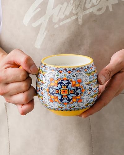 HENXFEN LEAD Large Boho Ceramic Coffee Mugs Set of 6, 20 oz - Image 6