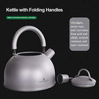 iBasingo 2L/ 67oz Titanium Whistling Tea Kettle for Gas Stove Ultralight Water Jug Outdoor Big Capacity Teapot Water Bottle with Folding Handle and Warning Buzzer for Camping Home Kitchen Ti3097D - Image 3