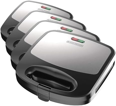 BLACK+DECKER 3-in-1 Waffle Iron, WM2000SD, Grill and Sandwich Press, Non-Stick Removable Plates, Space Saving Compact Design (Pack of 4) by Unknown