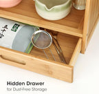 AIEVE Matcha Station Organizer, 2-Tier Bamboo Shelf with Hidden Drawer, Coffee Station Organizer Mug Holder Shelf for Matcha Whisk Set Bowl Cup Scoop Sifter - Image 4