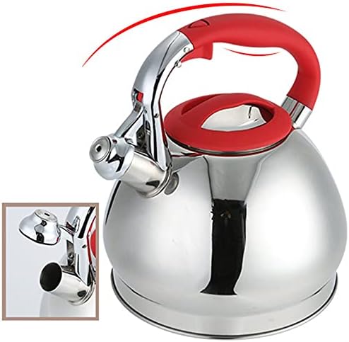 Stovetop Kettles Stainless Steel Tea Kettle Induction Kettle Marble Stone Water Teapot 3.0L Whistling Kettle (Color : Black Size : One Size) (Red One Size) - Image 3