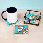 CafePress Dia Los Muertos, Day Of The Dead Dog Tumbled Stone - Set of 4 Coasters Set of 4 w/holder - Image 4