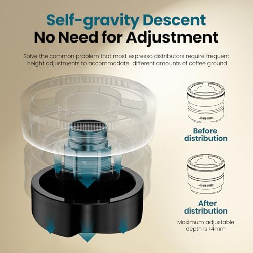 MHW-3BOMBER 51mm Coffee Distributor, Gravity Espresso Distribution Tool with Adaptive Height for Barista, Coffee Leveler for 51mm Portafilter, Black, Astra Distributor, T7019-OS - Image 5