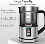 Secura Milk Frother, Electric Steamer Stainless Steel, 16.9oz/500ml Automatic Hot and Cold Foam Maker and Warmer for Latte, Cappuccinos, Macchiato, 120V, (Pack of 6) - Image 4