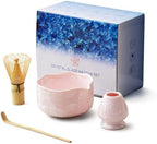 Natural Crystal Flower Matcha Set - 4 Pcs Food Grade Matcha Kit with Spouted Bowl, Matcha Whisk, Scoop and Chasen Holder - Matcha Tea Ceremony Gift for Matcha Lovers (Sakura Whisper) by Unknown