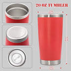 20 oz Tumbler Insulated Tumblers Stainless Steel Coffee Mug,Red 12PCS - Image 5