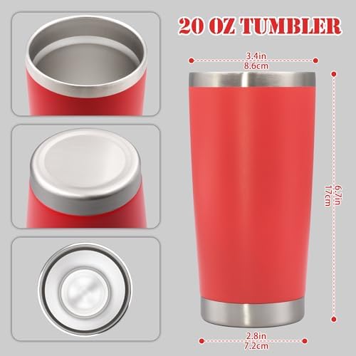 20 oz Tumbler Insulated Tumblers Stainless Steel Coffee Mug,Red 6PCS - Image 5