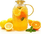 Amzcku Glass Pitcher with Lid, 101 oz/ 3 Liter Vintage Water Pitcher,Water Carafe for Cold Brew, Coffee, Lemonade, Iced Tea,Beverage, Heat Resistant Water Glass Jug 1Pack by Amzcku