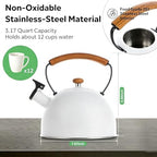 101oz/3.2 Quart Tea Kettle Stovetop, White - Image 3