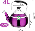 Whistling Tea Kettle, Food Grade Stainless Steel Tea kettle for Stove Top with Ergonomic Handle for Gas, Induction, Electric Stove Tops(Purple,4L) - Image 2