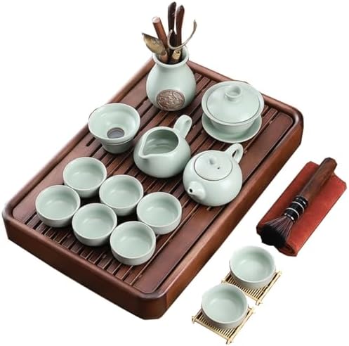 GIZNXBA Tea Pot Cup Set with Tray, Ceramic Tea Set Porcelain Teapot, Tea Set with Tray for Adults, Tea Set for Home Outdoor Picnic Business Hotel Office (Color : C) by GIZNXBA
