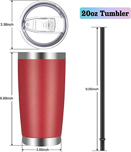 VEGOND 20oz Tumbler with Lid and Straw Stainless Steel Tumbler Cup Bulk Vacuum Insulated Double Wall Travel Coffee Mug Powder Coated Coffee Cup, Red, 6 Pack - Image 4