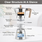 Sivaphe Stovetop Espresso Maker Stainless Steel and Aluminum Moka Pot 9cup - Image 6