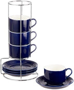 8 Ounce Stackable Cappuccino Cups with Saucers and Metal Stand by CHILDIKE