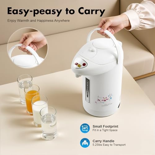 3L Countertop Portable Hot Water Dispenser, 12-Cup White Electric Pot with Dual-Pump and Air Pressure Dispensing, Tabletop Electric Kettle for Tea Coffee, Fast Heating Hot Water for Home - Image 5